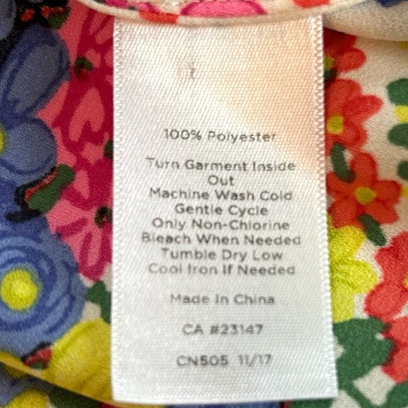 Talbots Ruffle Sleeve Swirling Floral Blouse Colorful Lightweight Women’s Sz XLP - Picture 6 of 8